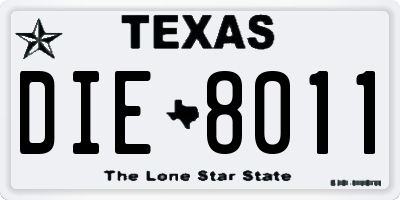 TX license plate DIE8011