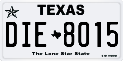 TX license plate DIE8015
