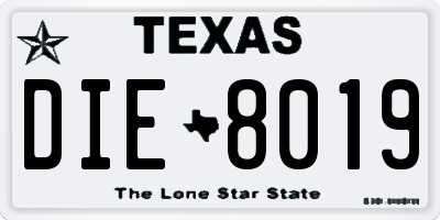 TX license plate DIE8019