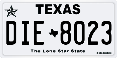 TX license plate DIE8023
