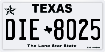 TX license plate DIE8025