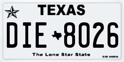 TX license plate DIE8026