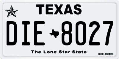 TX license plate DIE8027
