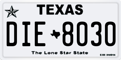 TX license plate DIE8030