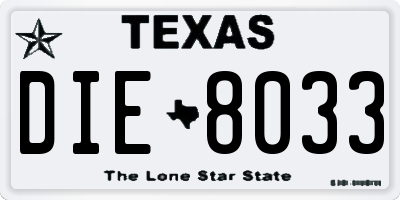 TX license plate DIE8033