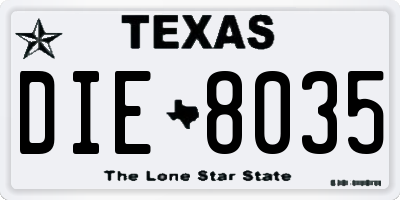 TX license plate DIE8035