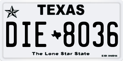 TX license plate DIE8036