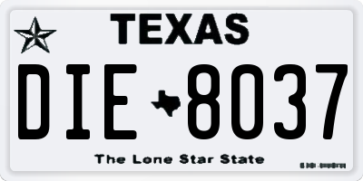 TX license plate DIE8037