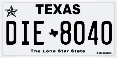 TX license plate DIE8040