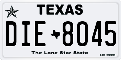 TX license plate DIE8045
