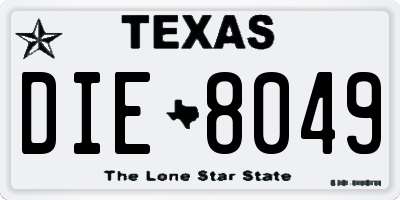 TX license plate DIE8049