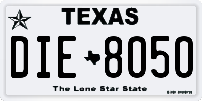 TX license plate DIE8050