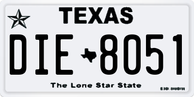 TX license plate DIE8051