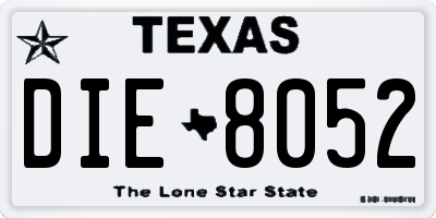 TX license plate DIE8052