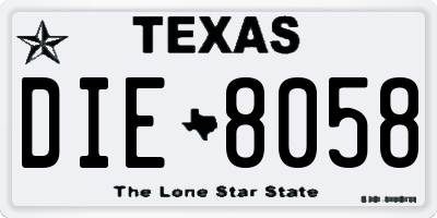 TX license plate DIE8058