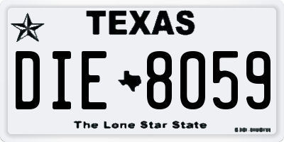 TX license plate DIE8059