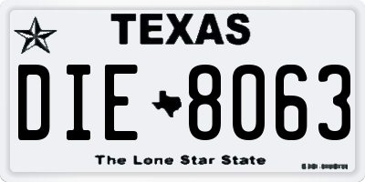 TX license plate DIE8063