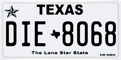 TX license plate DIE8068