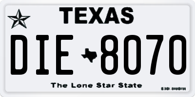 TX license plate DIE8070