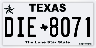 TX license plate DIE8071