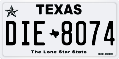 TX license plate DIE8074