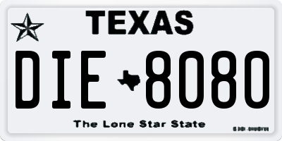 TX license plate DIE8080