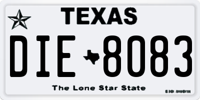 TX license plate DIE8083