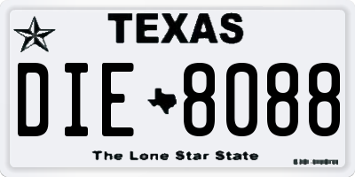TX license plate DIE8088