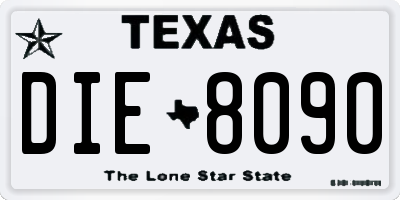 TX license plate DIE8090