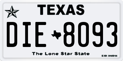 TX license plate DIE8093