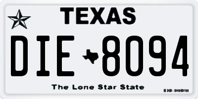 TX license plate DIE8094