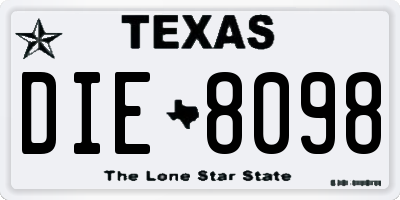 TX license plate DIE8098