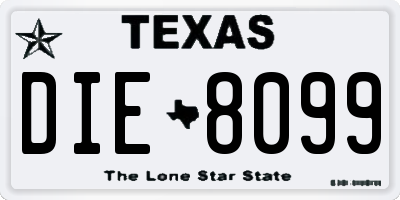 TX license plate DIE8099