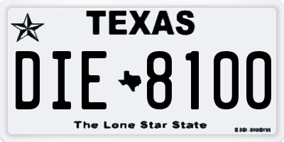 TX license plate DIE8100
