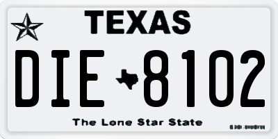 TX license plate DIE8102