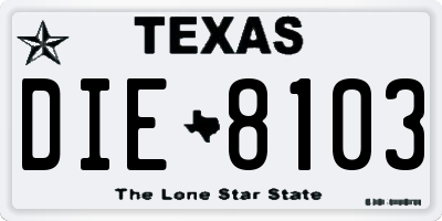 TX license plate DIE8103