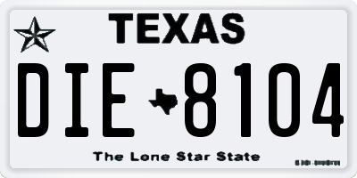 TX license plate DIE8104