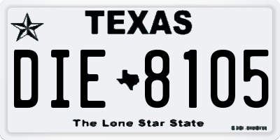 TX license plate DIE8105