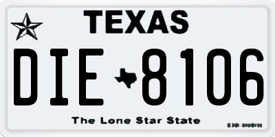 TX license plate DIE8106