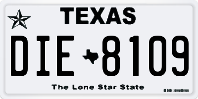 TX license plate DIE8109