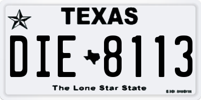 TX license plate DIE8113