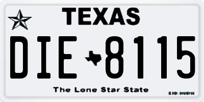 TX license plate DIE8115