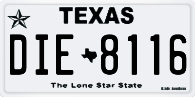 TX license plate DIE8116