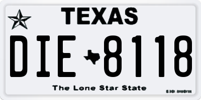 TX license plate DIE8118