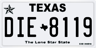TX license plate DIE8119