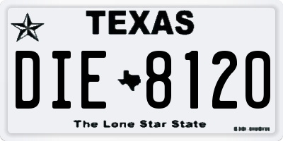 TX license plate DIE8120