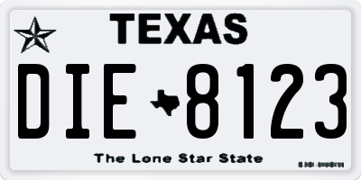 TX license plate DIE8123