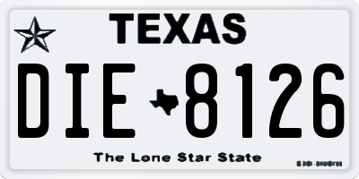 TX license plate DIE8126