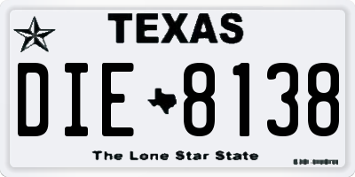 TX license plate DIE8138