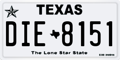 TX license plate DIE8151